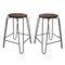 Contemporary Home Living Set of 2 Chestnut Brown and Black Stackable Counter Stools 24"